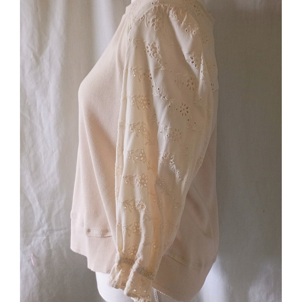 Bundle-3 White & Beige Bohemian Milkmaid Blouses Crochet Lacy Romantic Details L - Picture 10 of 16